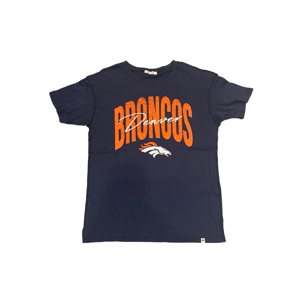 Denver Broncos Shirt Small Relaxed Womens Blue Cotton 47 Brand NFL Team Tee NWOT
